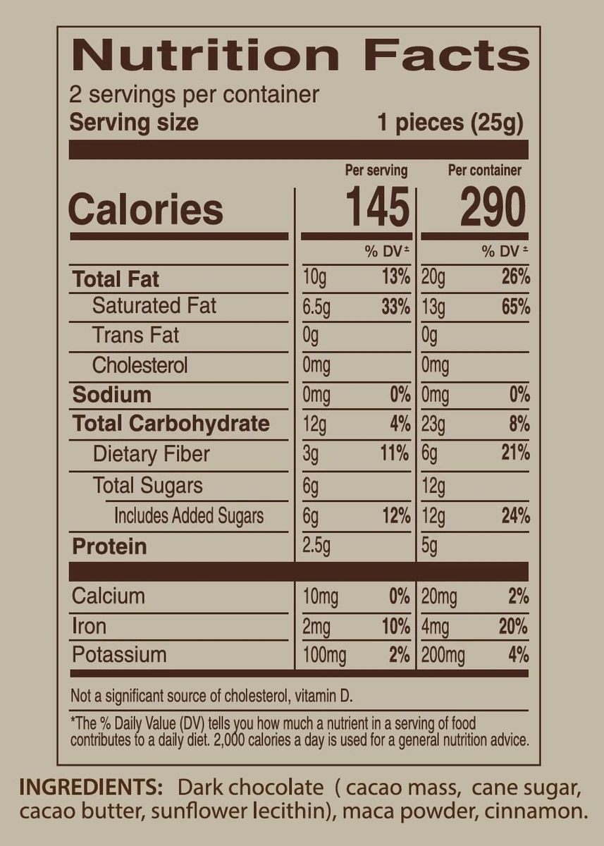 WOMAN nutrition facts